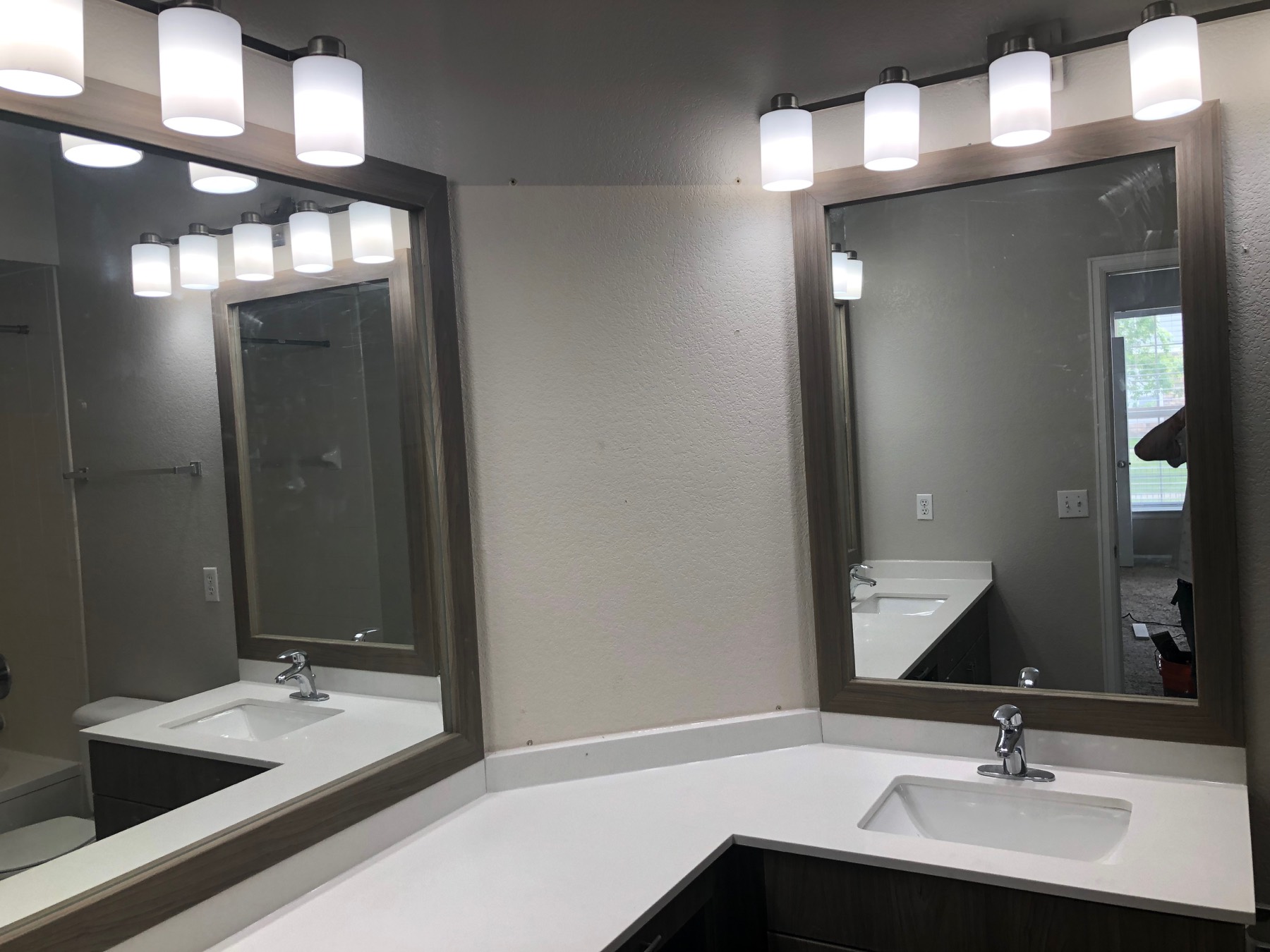 Modern bathroom vanity and shower renovation